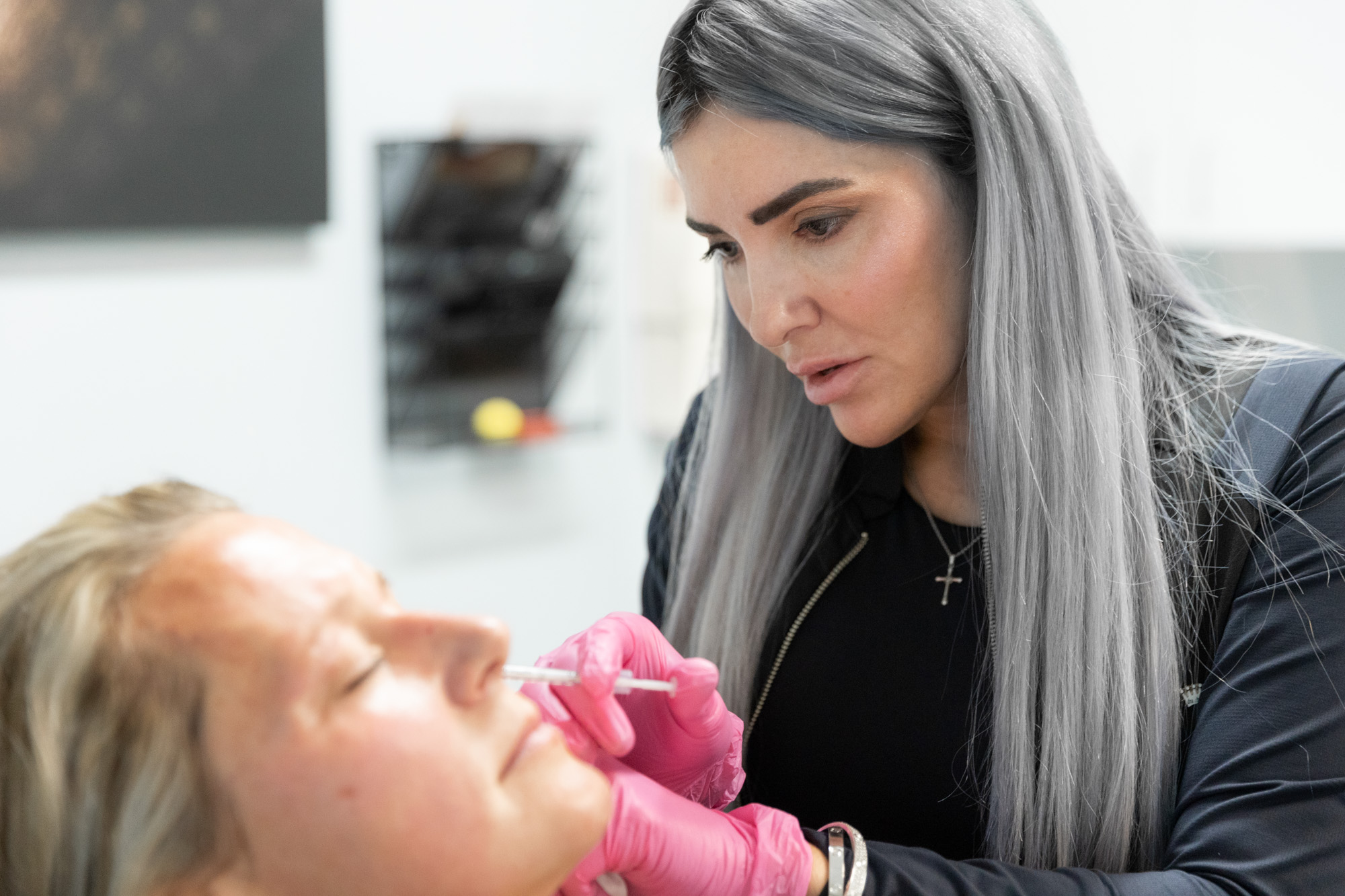 A woman gets a Botox injection.
